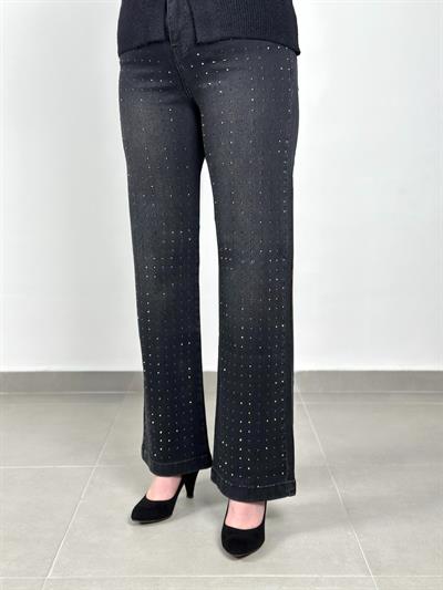 La Carte Jeans - Serpme Taşlı Bol Paça Kot Pantolon 8000TAS