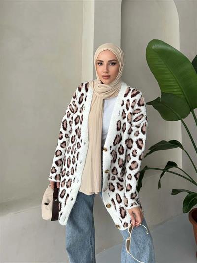 Leopar Desenli Şardonlu Uzun Hırka 3176