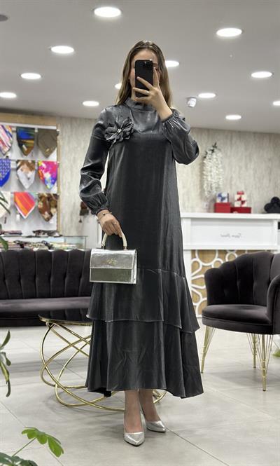Levidor - Belde Kuaş Detaylı Elbise 330157