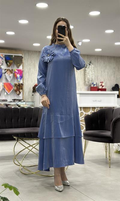 Levidor - Belde Kuaş Detaylı Elbise 330157