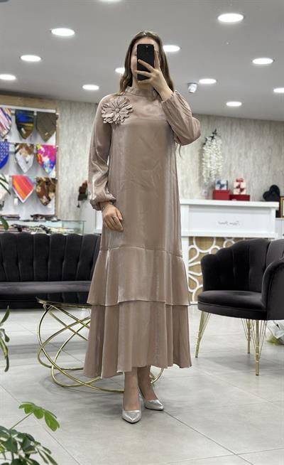 Levidor - Belde Kuaş Detaylı Elbise 330157