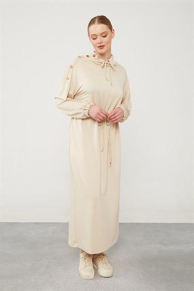 Levidor - Beli Tünelli Pat Detaylı Elbise 330137