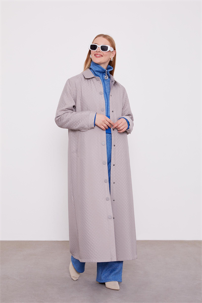 Levidor - Kapitone Boydan Çıtçıtlı Cepli Pardesü 540049