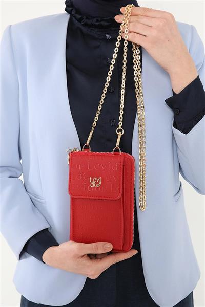 Levidor - Monogram Baskılı Telefon Bölmeli Zincir Askılı Cüzdan Çanta LVSS2191002