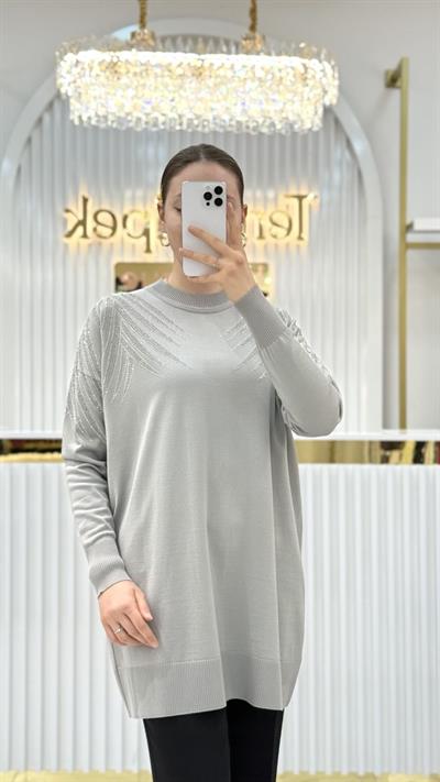 Merserize Göğüs Ve Kol Taşlı Tunik 140318