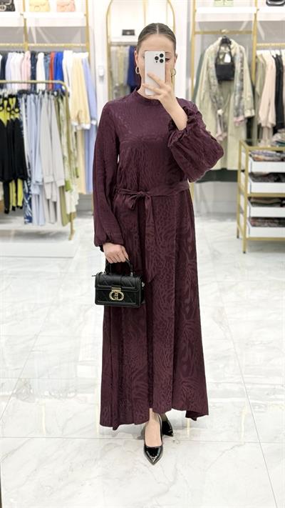 Nprive - Beli Bağlamalı Detaylı Jakar Elbise F13145