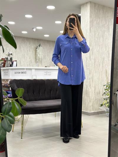 Omzu Yıldız Apoletli Tensel Tunik Gömlek 7144