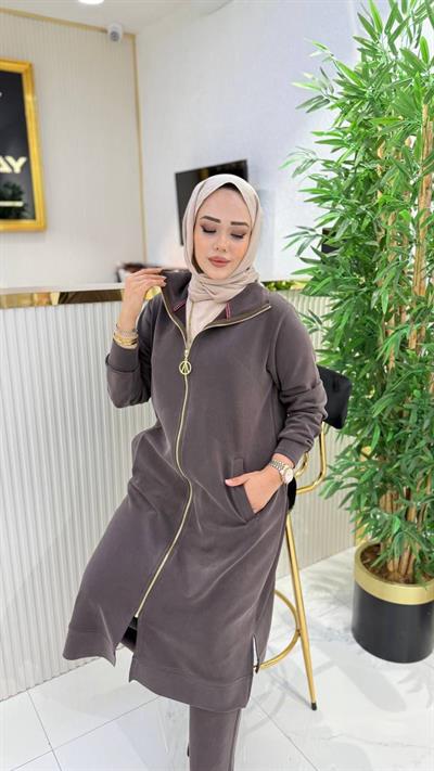 Önü Fermuarlı Oysho Kumaş Pantolonlu İkili Takım 03177