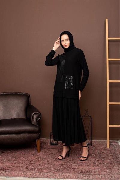 Örme Krep Kumaş Etekli İkili Takım 1159