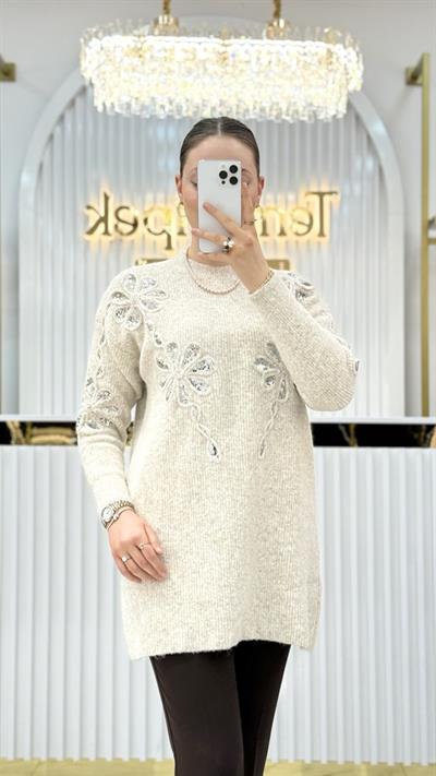 Oslo Pul Nakışlı Simit Yaka Tunik 7723