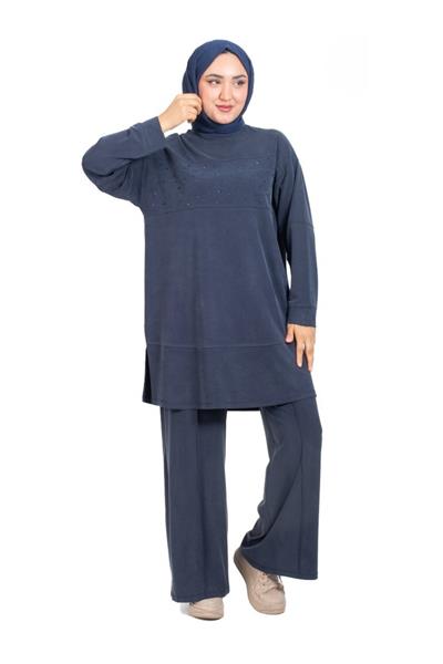 Pike Kumaş Taş Detaylı Pantolonlu İkili Takım 3378