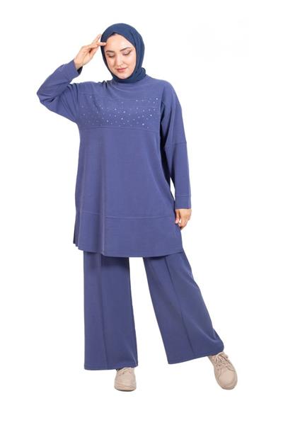 Pike Kumaş Taş Detaylı Pantolonlu İkili Takım 3378