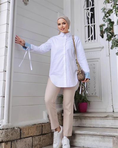 Poplin Gömlek Manşet Detaylı 0054