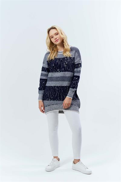 Pullu Çizgili Oversize Tunik 7592
