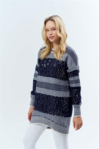 Pullu Çizgili Oversize Tunik 7592