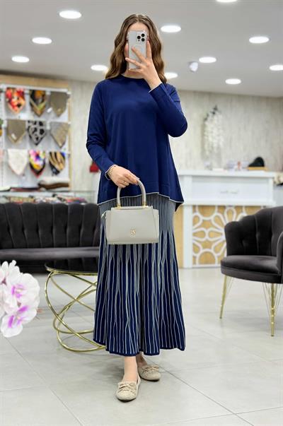 Rayon Bisiklet Yaka Tunik & Etekli Takım 140274