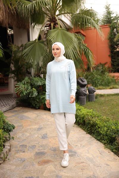 Şardonlu Bisiklet Yaka Tunik 7448