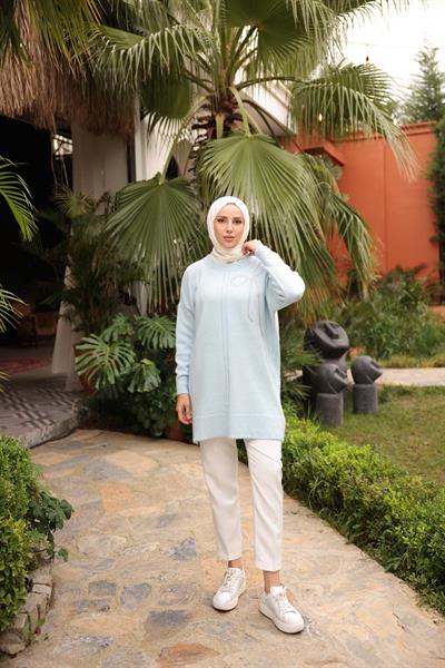 Şardonlu Bisiklet Yaka Tunik 7448