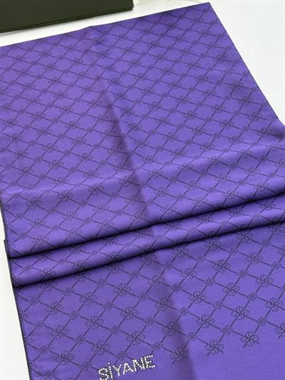 Siyane - Çift Taraflı Pamuk Jakar Monogram Şal 03187