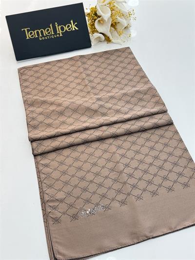Siyane - Çift Taraflı Pamuk Jakar Monogram Şal 03187