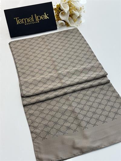 Siyane - Çift Taraflı Pamuk Jakar Monogram Şal 03187