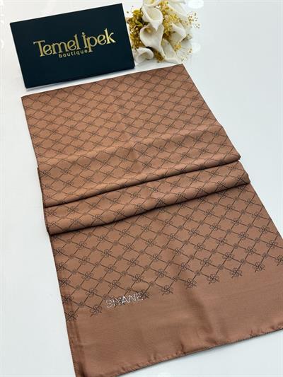 Siyane - Çift Taraflı Pamuk Jakar Monogram Şal 03187