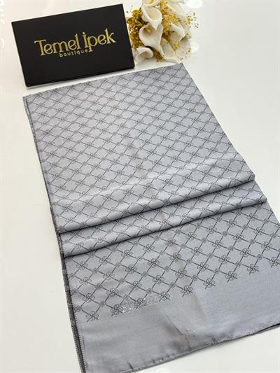 Siyane - Çift Taraflı Pamuk Jakar Monogram Şal 03187