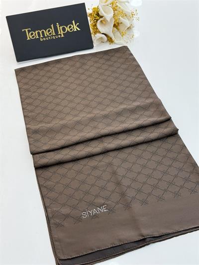 Siyane - Çift Taraflı Pamuk Jakar Monogram Şal 03187