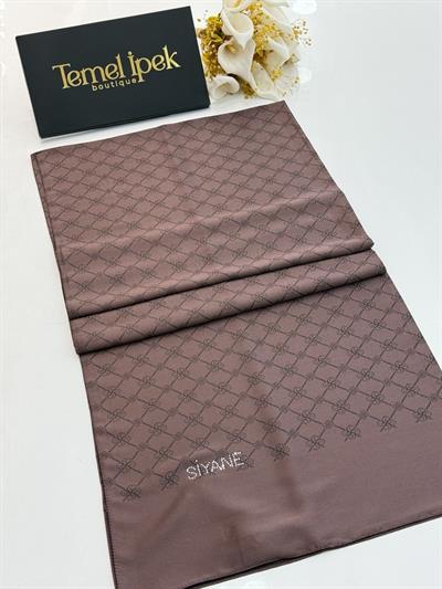 Siyane - Çift Taraflı Pamuk Jakar Monogram Şal 03187