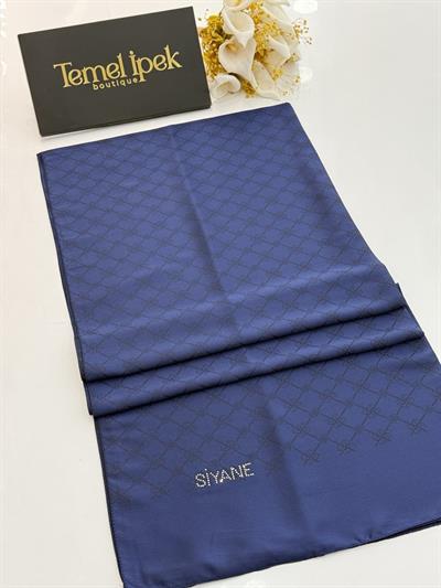 Siyane - Çift Taraflı Pamuk Jakar Monogram Şal 03187