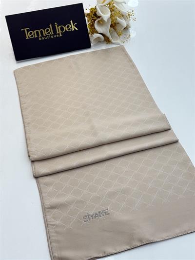 Siyane - Çift Taraflı Pamuk Jakar Monogram Şal 03187