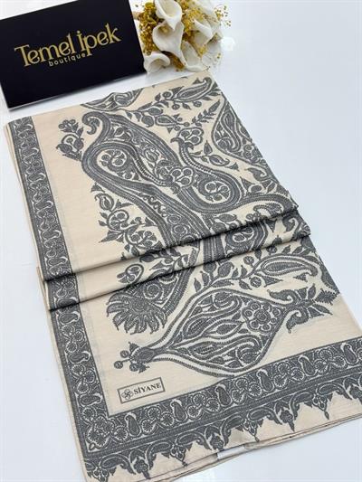 Siyane - Desenli Pamuklu Kumaş Şal 03198
