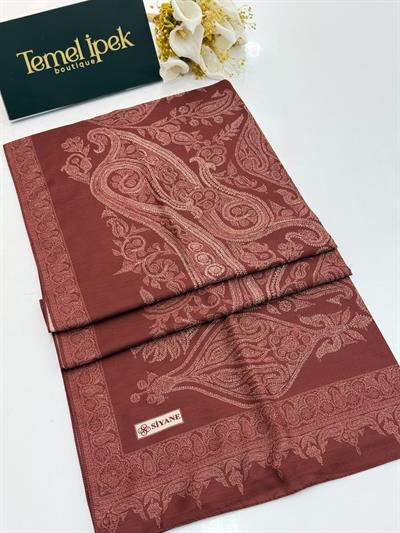 Siyane - Desenli Pamuklu Kumaş Şal 03198