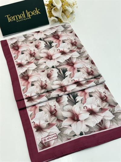 Siyane - Desenli Pamuklu Kumaş Şal 03199
