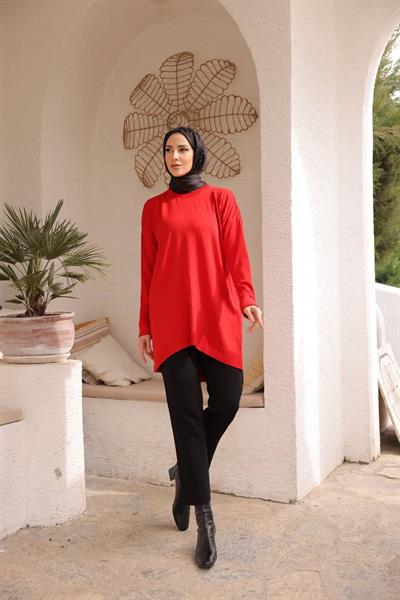 Soğuk Tuşe Orversize Bisiklet Yaka Tunik 14853