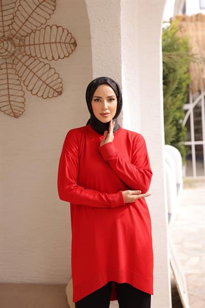 Soğuk Tuşe Orversize Bisiklet Yaka Tunik 14853