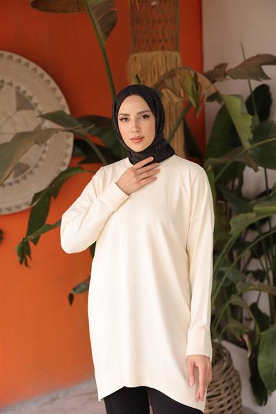 Soğuk Tuşe Orversize Bisiklet Yaka Tunik 14853