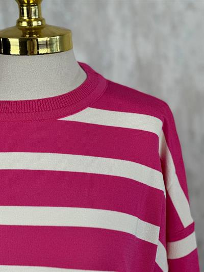 Soğuk Tuşe Oversize Çizgili Tunik 14854