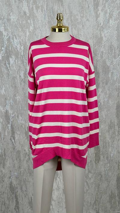 Soğuk Tuşe Oversize Çizgili Tunik 14854