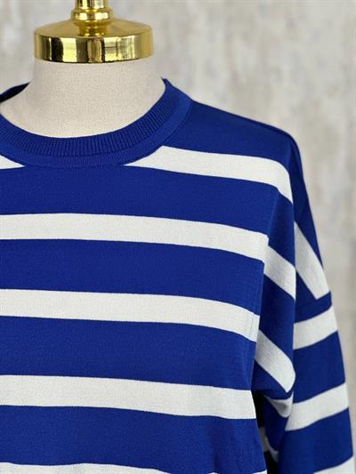 Soğuk Tuşe Oversize Çizgili Tunik 14854