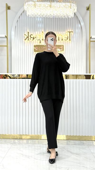 Soğuk Tuşe Oversize Fitilli Tunik 140290