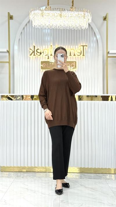 Soğuk Tuşe Oversize Fitilli Tunik 140290