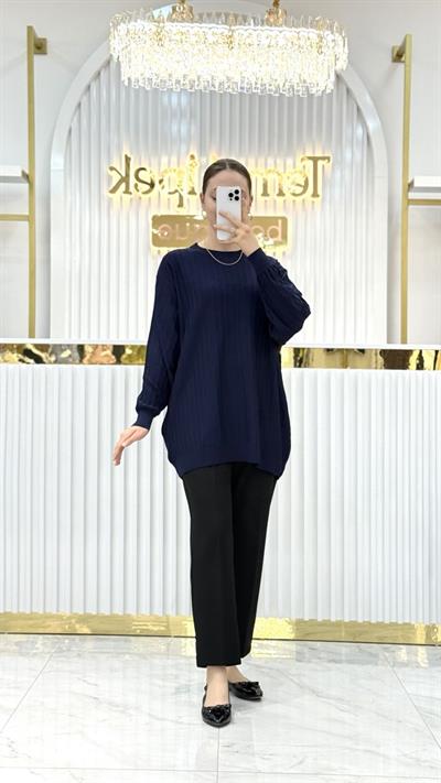 Soğuk Tuşe Oversize Fitilli Tunik 140290
