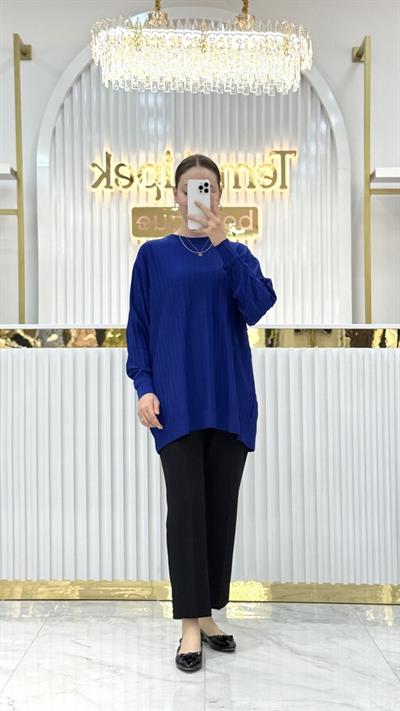 Soğuk Tuşe Oversize Fitilli Tunik 140290