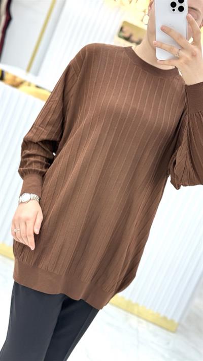 Soğuk Tuşe Oversize Fitilli Tunik 140290