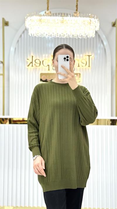 Soğuk Tuşe Oversize Fitilli Tunik 140290