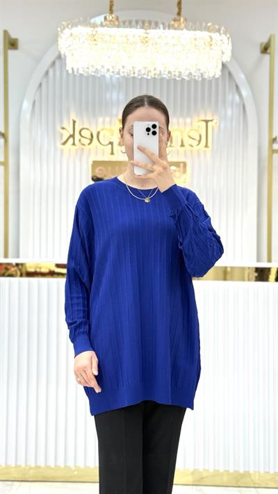 Soğuk Tuşe Oversize Fitilli Tunik 140290