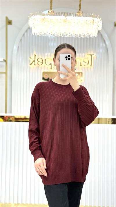 Soğuk Tuşe Oversize Fitilli Tunik 140290