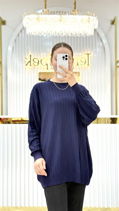 Soğuk Tuşe Oversize Fitilli Tunik 140290