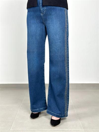 Taşlı Bol Paça Kot Pantolon 8022